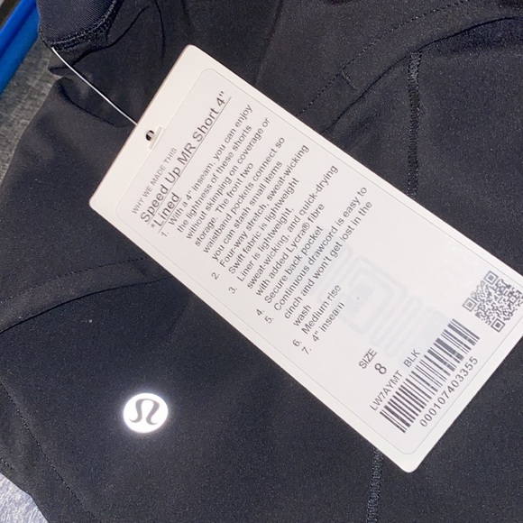 NWT Lululemon Speed Up MR Short *4" Lined Updated Fit, Size 8, Black - Picture 8 of 8